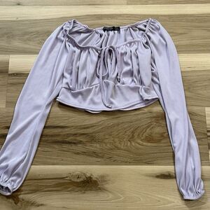 Nasty Gal Purple Cropped Long Sleeve Top Women’s 8